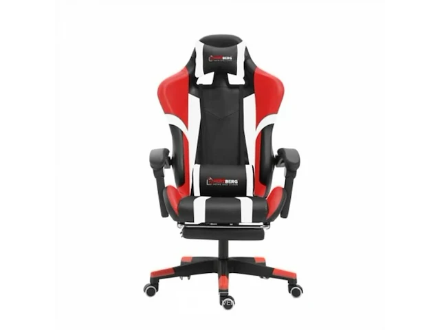 Driekleurige gaming- en bureaustoel met lineair accent rood - afbeelding 1 van  5