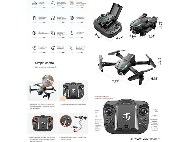 Drone mini met 4k hd camers + obstacle avoidance met opbergvak in de controler incl 1 batterijen - afbeelding 8 van  8