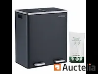 Dubbel compartiment vuilnisbakken 2 x 30l, met 15 tassen - afbeelding 3 van  7
