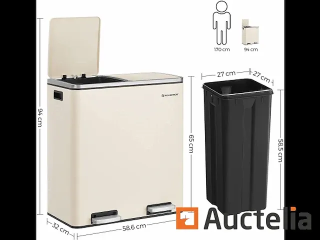 Dubbel compartiment vuilnisbakken 2 x 30l - afbeelding 4 van  8