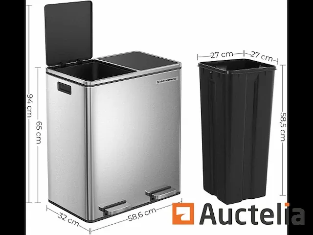 Dubbel compartiment vuilnisbakken 2 x 30l - afbeelding 6 van  9