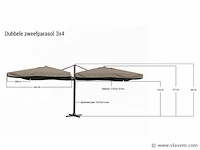 Dubbel hangende parasol oranje (2 * 300x400cm) - afbeelding 2 van  3