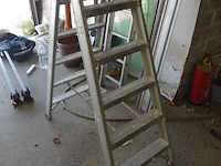 Dubbele alu trapladder + alu ladder - afbeelding 2 van  4