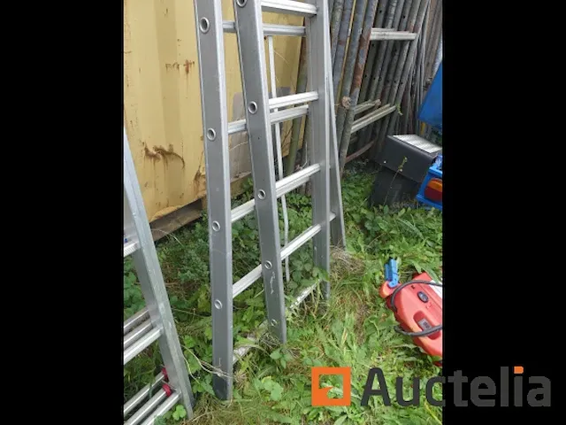 Dubbele aluminium ladder 2x16 treden - afbeelding 1 van  8