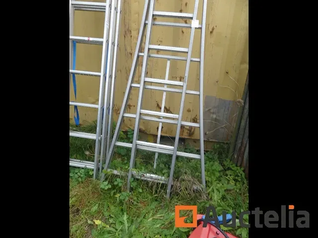 Dubbele aluminium ladder 2x16 treden - afbeelding 4 van  8