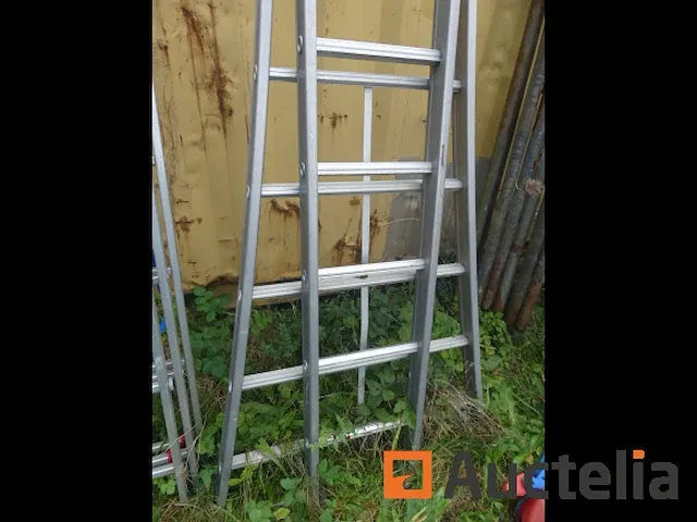 Dubbele aluminium ladder 2x16 treden - afbeelding 6 van  8