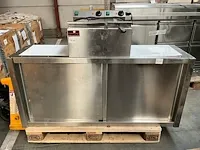 Dubbele friteuse + rvs opbergmeubel