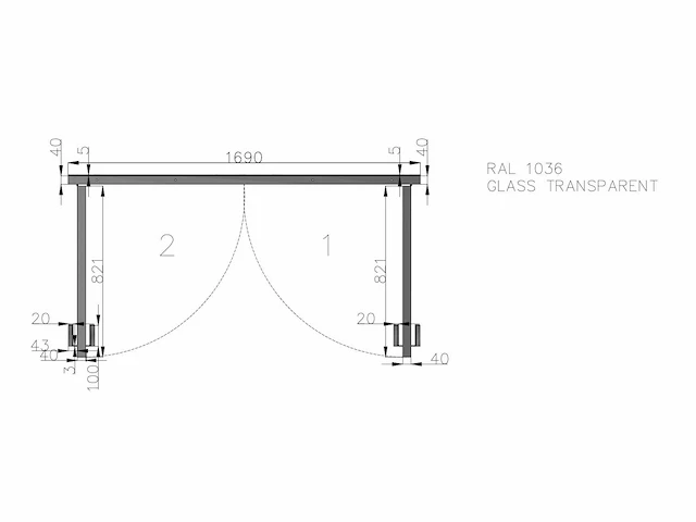 Dubbele glazen deur – aluminium kader – ral1036 goud - afbeelding 4 van  12