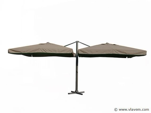 Dubbele hangende parasol taupe / sandy (2 * 300x300cm) - afbeelding 1 van  3