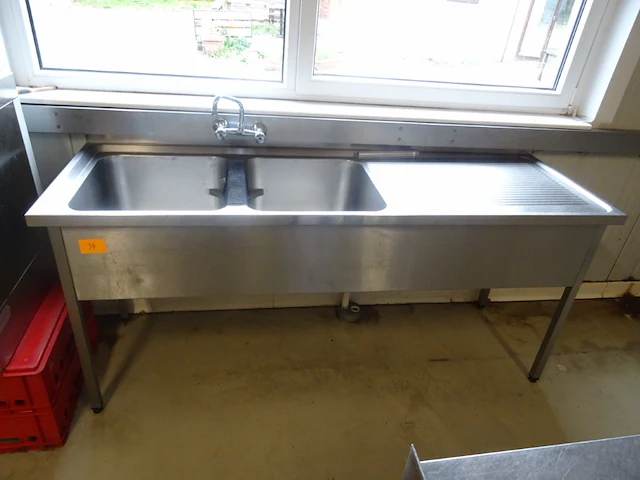 Dubbele inox spoelbak - afbeelding 1 van  4