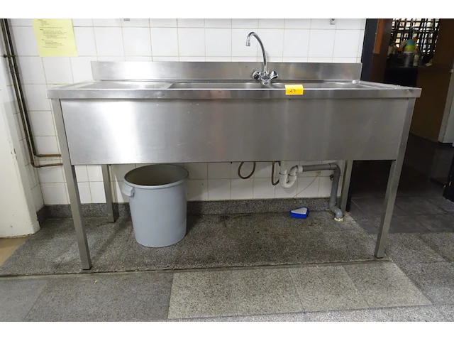Dubbele inox spoeltafel - afbeelding 1 van  5