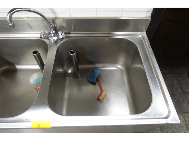 Dubbele inox spoeltafel - afbeelding 4 van  5