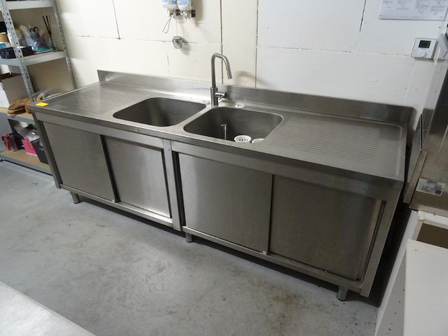Dubbele inox spoeltafel - afbeelding 1 van  3