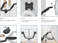 Dubbele monitor wall mount monitorhouder - afbeelding 4 van  4