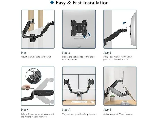 Dubbele monitor wall mount monitorhouder - afbeelding 3 van  3