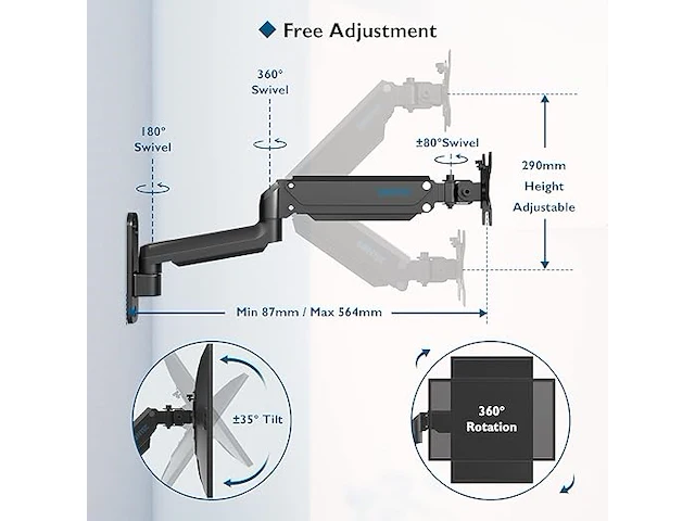 Dubbele monitor wall mount monitorhouder - afbeelding 2 van  3