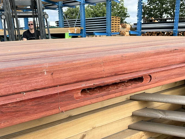 Dubbele padouk houten poort - afbeelding 7 van  8