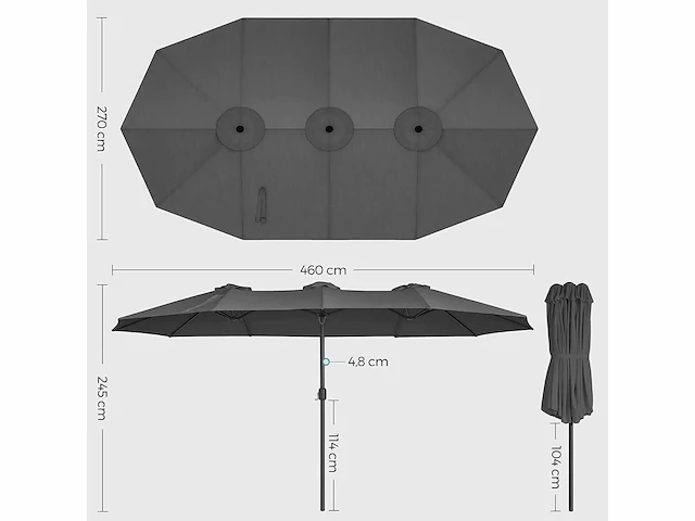 Dubbele parasol 460 x 270 cm extra tuinparasol - afbeelding 4 van  8