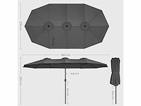 Dubbele parasol 460 x 270 cm extra tuinparasol - afbeelding 4 van  8