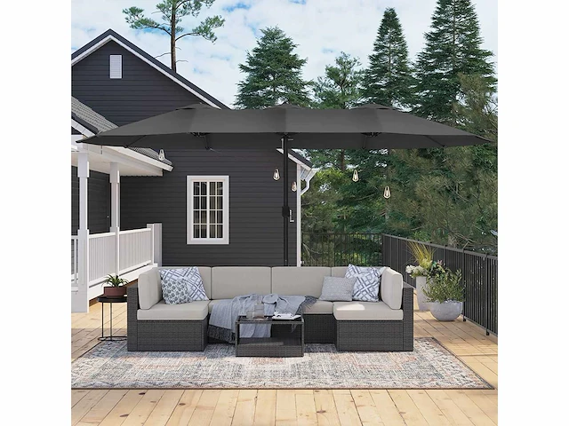 Dubbele parasol 460 x 270 cm extra tuinparasol - afbeelding 7 van  8