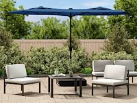 Dubbele parasol met azuurblauwe led's - afbeelding 1 van  10