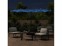 Dubbele parasol met azuurblauwe led's - afbeelding 4 van  10