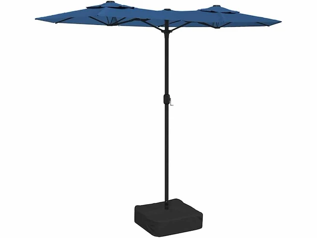 Dubbele parasol met azuurblauwe led's - afbeelding 5 van  10