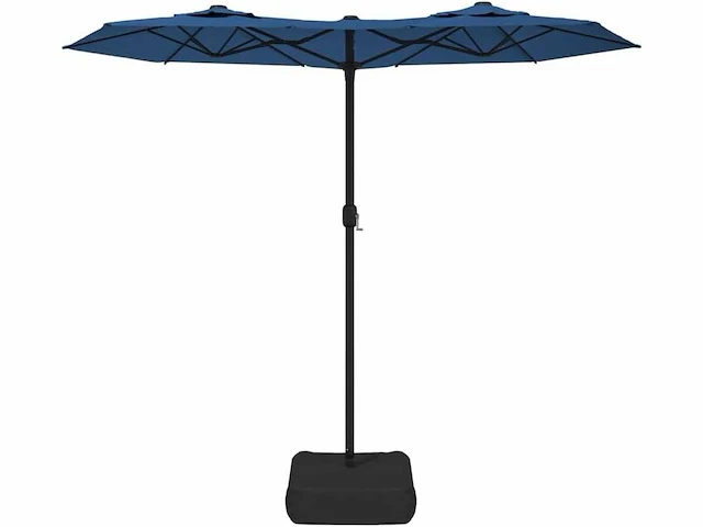 Dubbele parasol met azuurblauwe led's - afbeelding 6 van  10