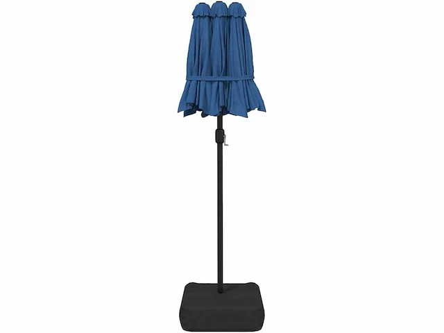 Dubbele parasol met azuurblauwe led's - afbeelding 9 van  10