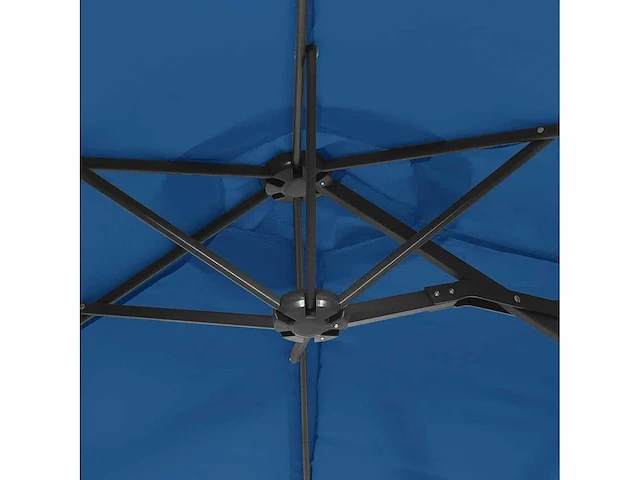 Dubbele parasol met azuurblauwe led's - afbeelding 10 van  10