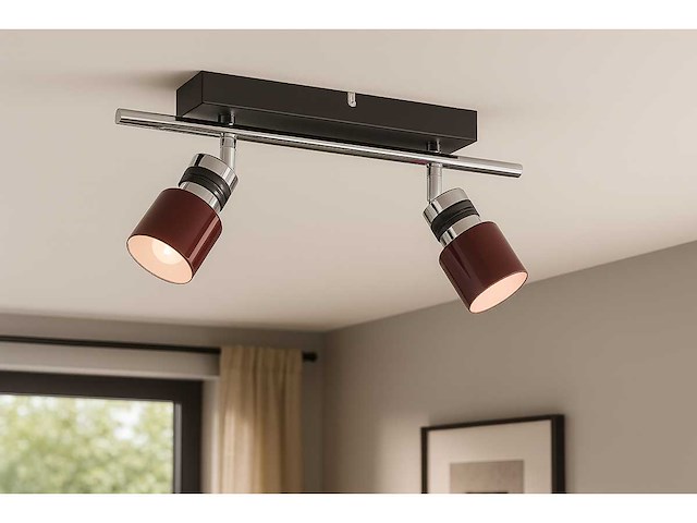 Dubbele plafondspot – hl7152 – g9 – 2 x 40w max – rood (x6) - afbeelding 1 van  3