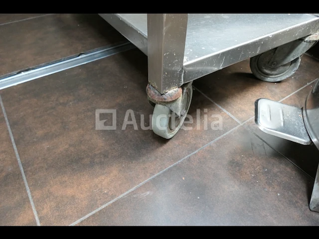 Dubbele plank roestvrijstalen trolley op wielen - afbeelding 2 van  5