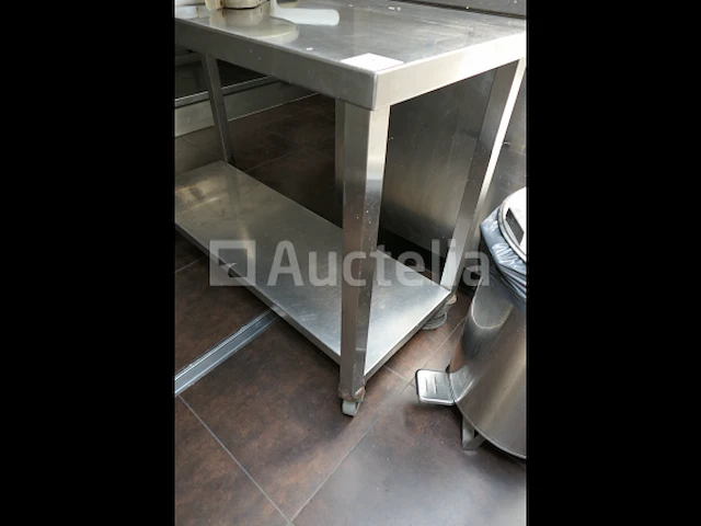 Dubbele plank roestvrijstalen trolley op wielen - afbeelding 4 van  5