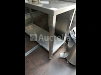 Dubbele plank roestvrijstalen trolley op wielen - afbeelding 4 van  5