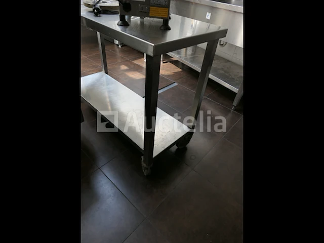 Dubbele plank roestvrijstalen trolley op wielen - afbeelding 5 van  5