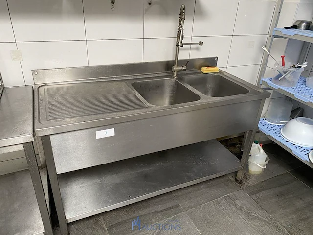 Dubbele rvs spoelbak - afbeelding 1 van  4