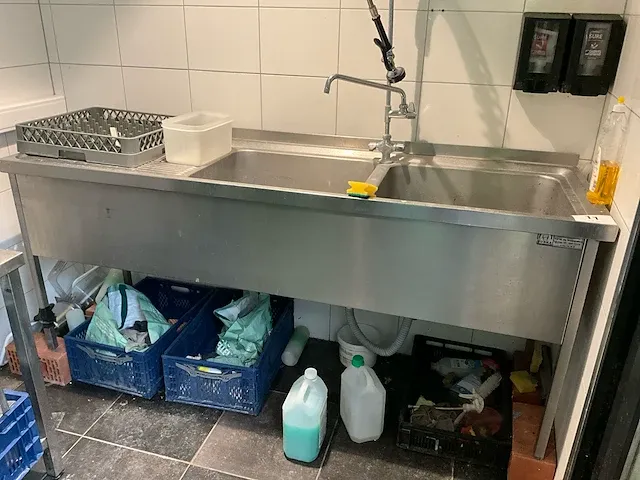 Dubbele rvs spoeltafel franke - afbeelding 1 van  3