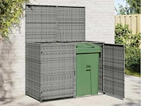 Dubbele vuilnisbak shelter - antraciet gevlochten hars