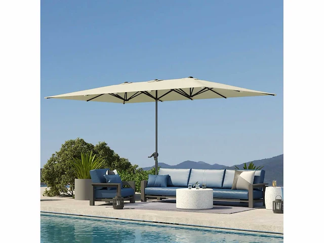 Dubbelzijdige parasol, 451 x 264 cm parasol met slingersysteem - afbeelding 5 van  6