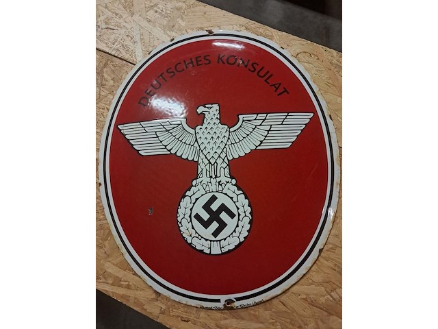 Duits emailbord bolvormig ( 500mm op 430mm ) - afbeelding 1 van  3