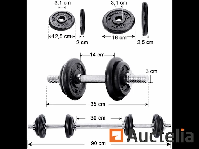 Dumbbell bodybuilding kit, met verlengbalk - afbeelding 3 van  8