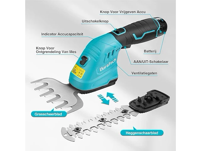 Duratech 12 v accu heggenschaar - afbeelding 3 van  6