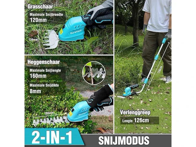 Duratech 12 v accu heggenschaar - afbeelding 6 van  6