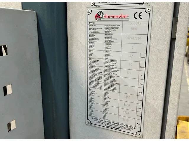 Durmazlar es 3006 platenschaar - afbeelding 9 van  9