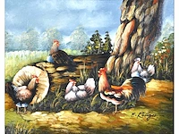E. krüger - neerhofdieren - olie op doek - lot van 2 - afbeelding 2 van  16