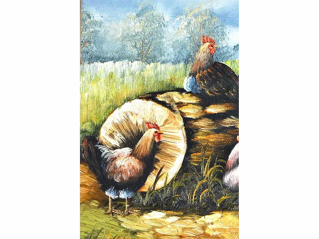 E. krüger - neerhofdieren - olie op doek - lot van 2 - afbeelding 4 van  16