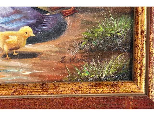 E. krüger - neerhofdieren - olie op doek - lot van 2 - afbeelding 11 van  16