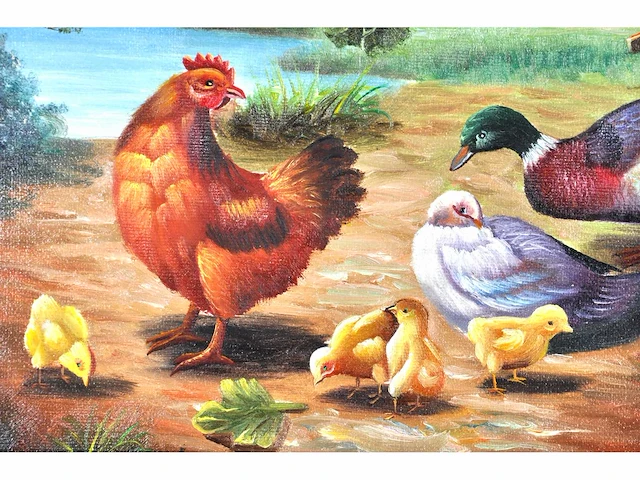 E. krüger - neerhofdieren - olie op doek - lot van 2 - afbeelding 12 van  16
