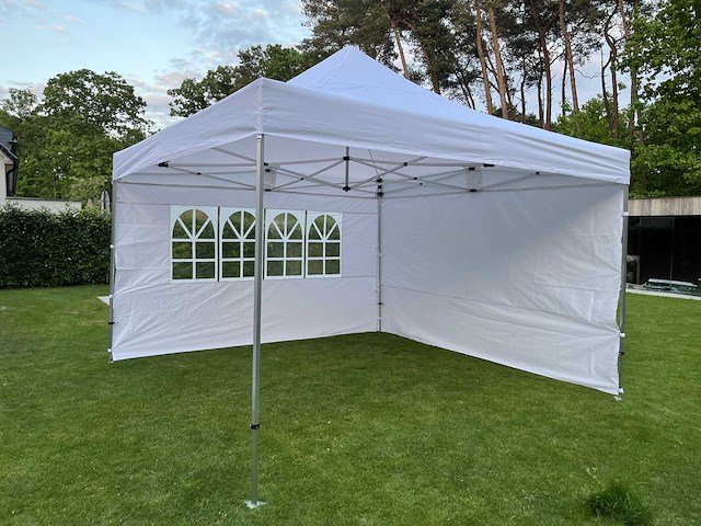 Easy-up tent 4m x 4m zwart aluminium frametent party - afbeelding 1 van  4