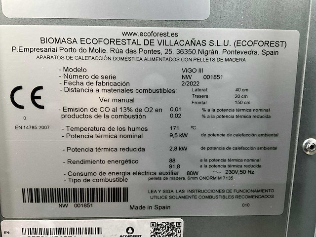 Ecoforest - vigo iii - zwart - pelletkachel - afbeelding 6 van  6